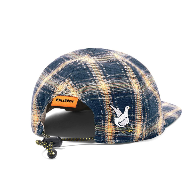 Butter Goods Plaid Reversible 6 Panel Hat Navy