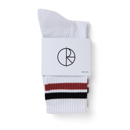 Polar Skate Co. Stripe Socks White/Black/Rust