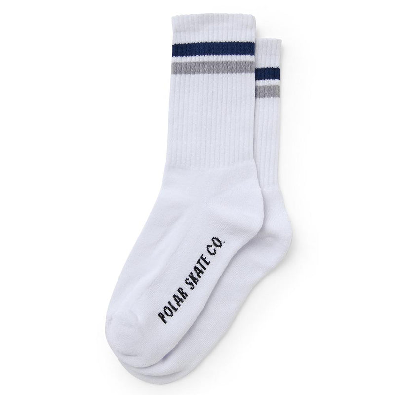Polar Skate Co. Stripe Socks White/Navy/Grey