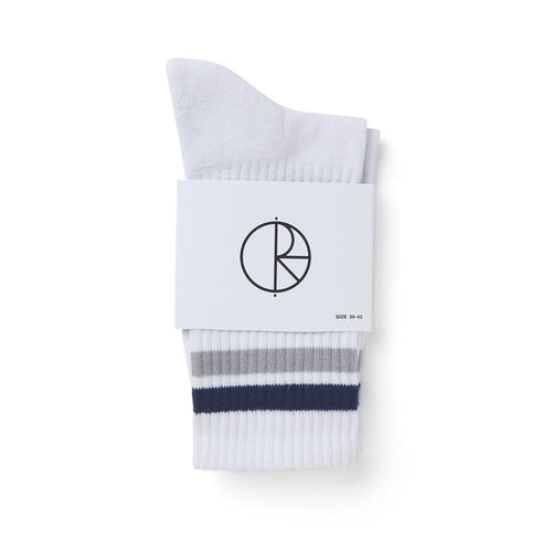 Polar Skate Co. Stripe Socks White/Navy/Grey