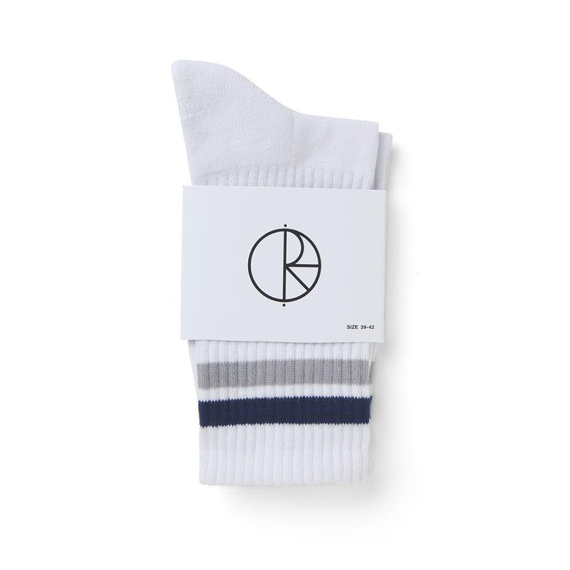 Polar Skate Co. Stripe Socks White/Navy/Grey