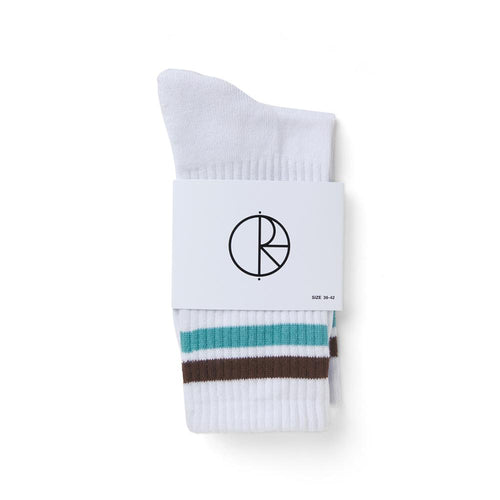 Polar Skate Co. Stripe Socks White/Brown/Mint